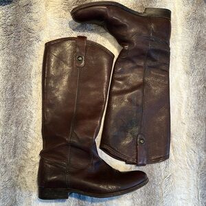 Melissa Button Riding Boots - Brown